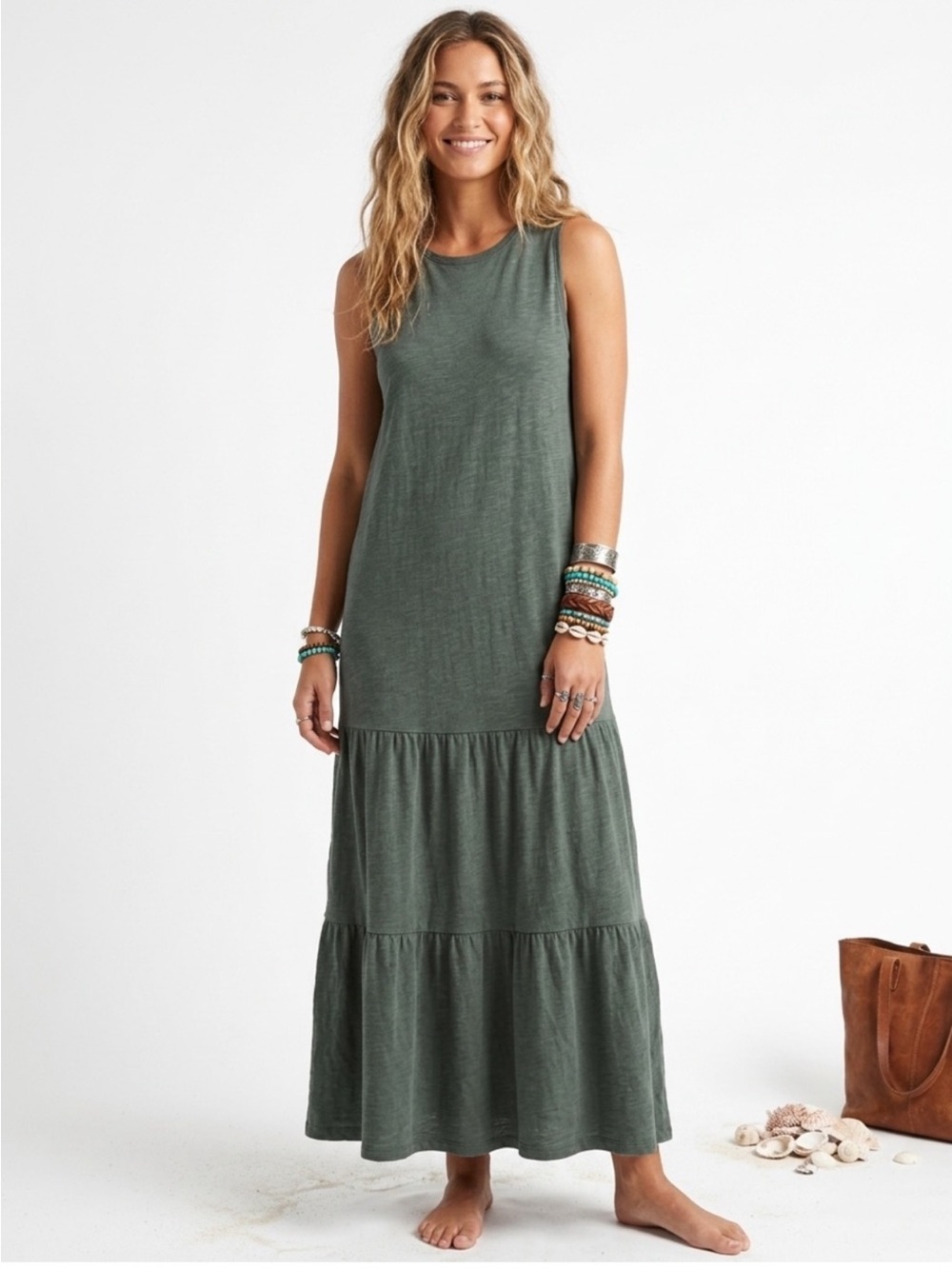 J. Jill Sleeveless Tiered Maxi Dress